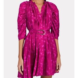 Ivy Pleated Floral Satin Mini Dress